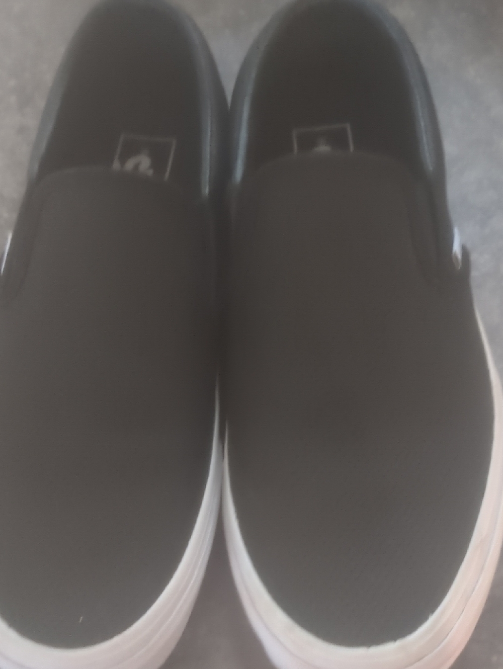 Vans Black Slip-On Canvas Loafers with White Sole